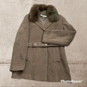 Max Mara Wool Coat with removable faux fur trim